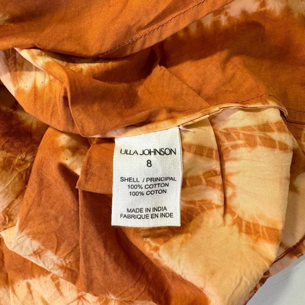 NWT Ulla Johnson Senta One-Shoulder Tie Dye Shibori Ruffle Top Sequoia Size 8 - Picture 7 of 8